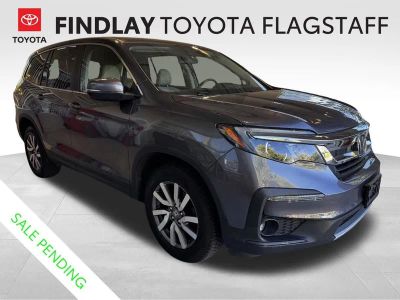 2019 Honda Pilot EX in Modern Steel Metallic — front three-quarter view