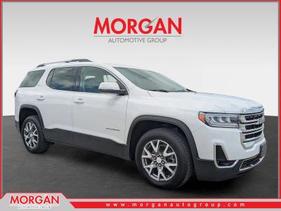 2023 GMC Acadia SLT in Summit White — front three-quarter view