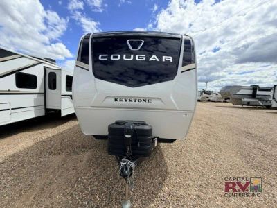 2027 Keystone RV Cougar Half-Ton in White Fog — front three-quarter view