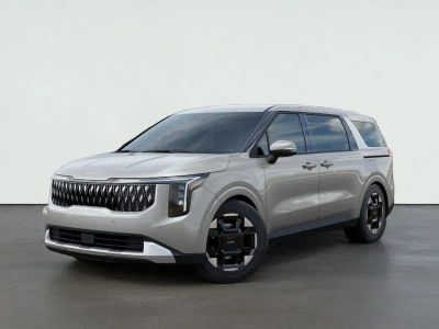 2026 Kia CARNIVAL EX in Ivory Silver — front three-quarter view