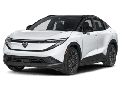 2026 Nissan Leaf PLATINUM+ in White — front three-quarter view