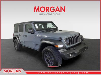2026 Jeep Wrangler Sport S in Gray — front three-quarter view