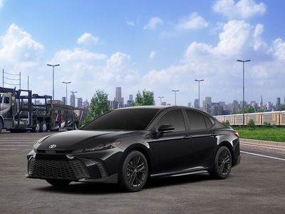 2026 Toyota Camry SE AWD in Midnight Black Metallic — front three-quarter view