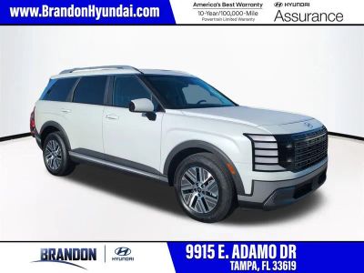 2026 Hyundai PALISADE HYBRID Blue SEL in White — front three-quarter view