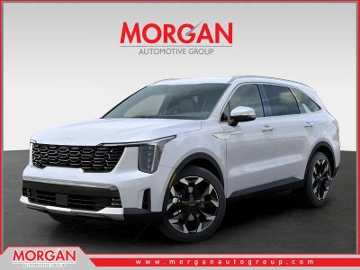 2026 Kia Sorento EX in Glacial White Pearl — front three-quarter view