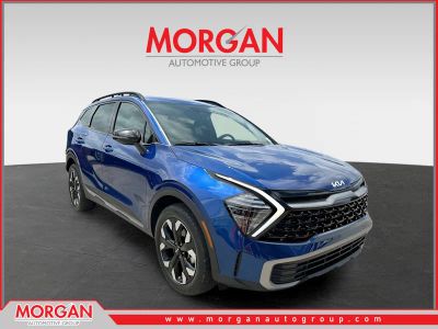 2024 Kia Sportage X-Line in Sapphire Blue — front three-quarter view