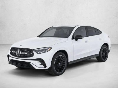 2026 Mercedes-Benz GLC GLC 300 4MATIC® Coupe in Manufaktur Moonlight White Metallic — front three-quarter view
