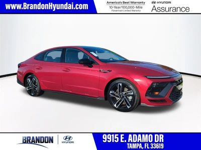 2026 Hyundai SONATA N Line in Red — front three-quarter view