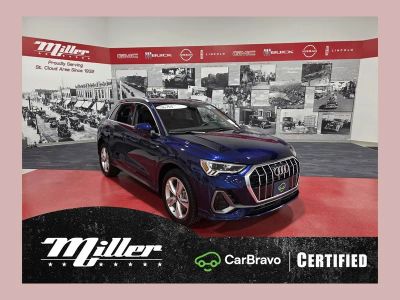 2022 Audi Q3 Premium Plus S Line quattro in Blue Metallic — front three-quarter view