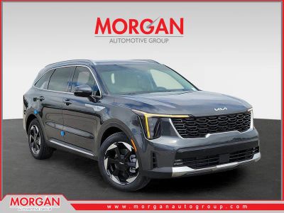 2026 Kia Sorento Hybrid EX in Interstellar Gray — front three-quarter view