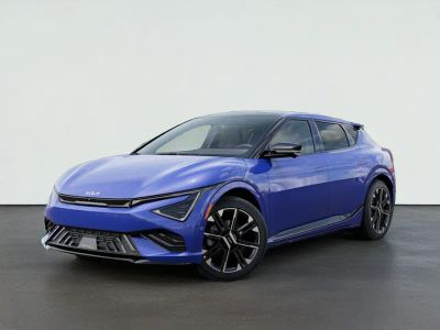 2026 Kia EV6 GT-LINE in Nebular Blue — front three-quarter view