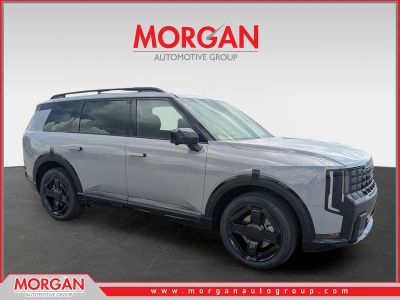 2027 Kia Telluride Hybrid X-Line SX in Wolf Gray — front three-quarter view