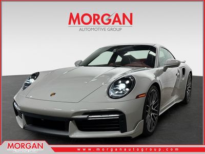2022 Porsche 911 Turbo in Chalk — front three-quarter view