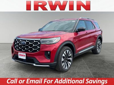 2026 Ford Explorer Platinum in Red — front three-quarter view