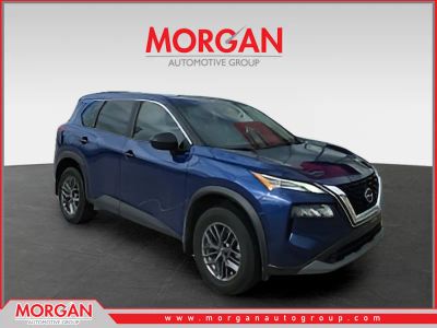 2023 Nissan Rogue S in Blue — front three-quarter view