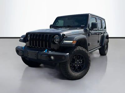 2024 Jeep Wrangler 4xe Willys in Granite Crystal Metallic Clearcoat — front three-quarter view