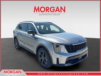 2026 Kia Sorento Hybrid X-Line SX Prestige in Steel Gray — front three-quarter view