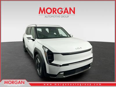 2026 Kia EV9 Wind in Glacial White Pearl — front three-quarter view
