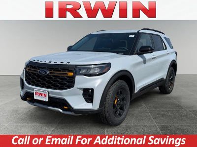 2026 Ford Explorer Tremor in White — front three-quarter view