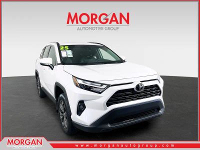 2025 Toyota RAV4 Hybrid XLE Premium in Beige — front three-quarter view