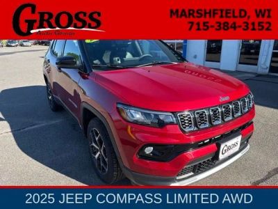 2025 Jeep Compass Limited in Red Hot Pearlcoat — front three-quarter view