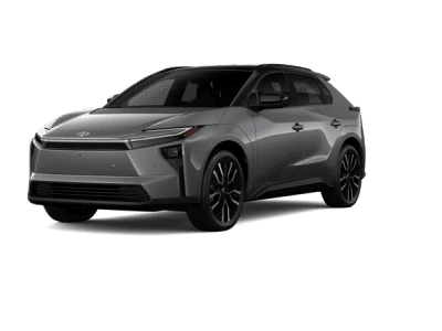 2026 Toyota bZ Limited in Heavy Metal with Midnight Black Metallic roof 1 — front three-quarter view