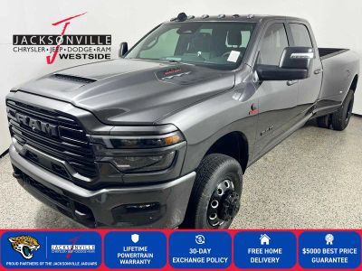 2026 RAM 3500 Laramie in Granite Crystal Metallic Clear-Coat Exterior Paint — front three-quarter view