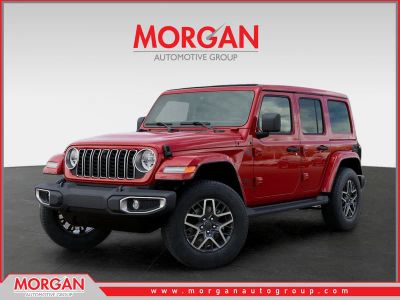 2026 Jeep Wrangler Sahara in Red — front three-quarter view
