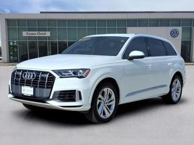 2021 Audi Q7 55 Premium Plus quattro in Carrara White — front three-quarter view