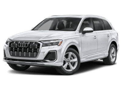 2026 Audi Q7 Premium in Glacier White Metallic — front three-quarter view
