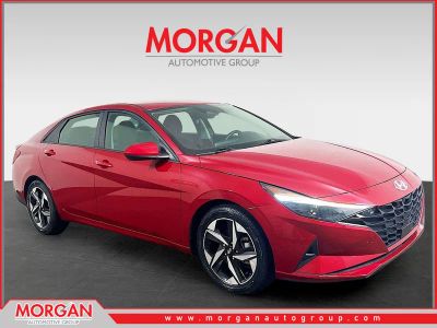 2023 Hyundai Elantra SEL in Red — front three-quarter view