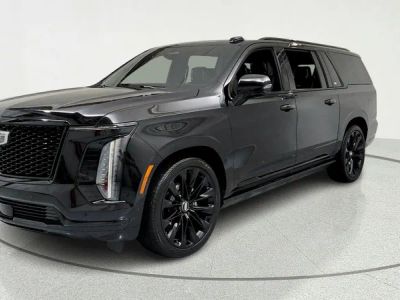 2026 Cadillac Escalade ESV Platinum Sport in Black Raven — front three-quarter view