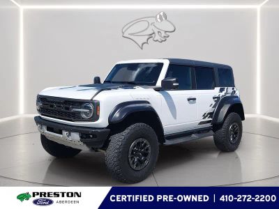 2023 Ford Bronco Raptor in Oxford White — front three-quarter view