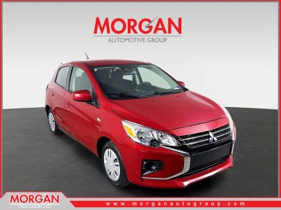 2022 Mitsubishi Mirage ES in Wine Red Metallic — front three-quarter view
