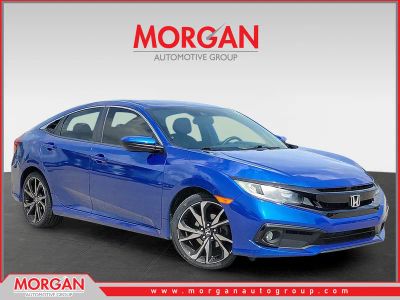 2020 Honda Civic Sedan Sport in Blue — front three-quarter view