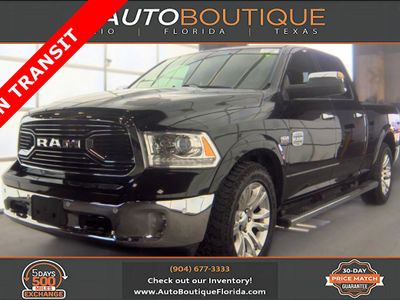 2017 Ram 1500 Longhorn in Brilliant Black Crystal Pearlcoat — front three-quarter view