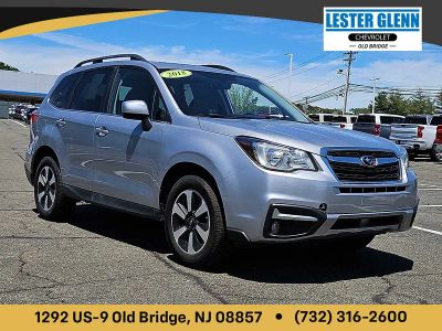 2018 Subaru Forester Limited in Ice Silver Metallic — front three-quarter view