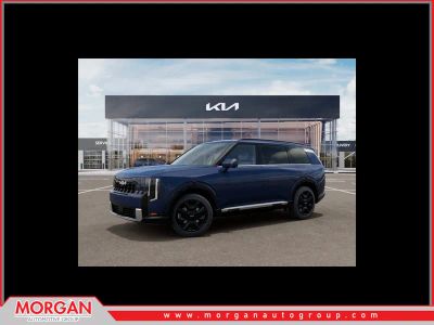 2027 Kia Telluride Hybrid SX-Prestige in Midnight Lake Blue — front three-quarter view