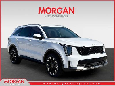 2026 Kia Sorento EX in Glacial White Pearl — front three-quarter view