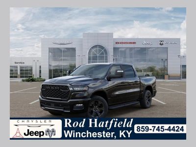 2026 RAM Ram 1500 RAM 1500 BIG HORN CREW CAB 4X4 5'7' BOX in Diamond Black Crystal Pearl-Coat Exterior Paint — front three-quarter view