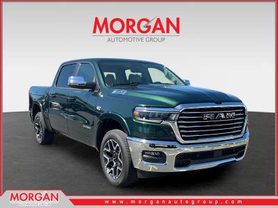 2026 Ram 1500 Laramie in Green — front three-quarter view