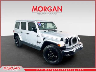 2022 Jeep Wrangler Unlimited Sahara Altitude in Silver — front three-quarter view