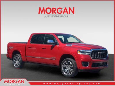2026 Ram 1500 Tungsten in Red — front three-quarter view
