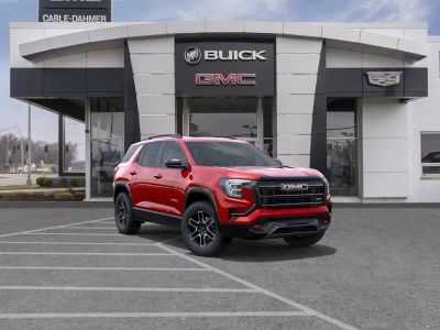 2026 GMC Terrain AT4 in Volcanic Red Tintcoat — front three-quarter view