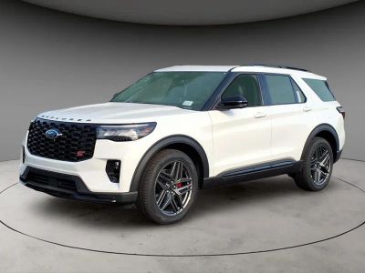 2026 Ford Explorer ST in White Metallic — front three-quarter view