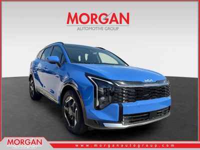 2026 Kia Sportage SX in Nebular Blue — front three-quarter view