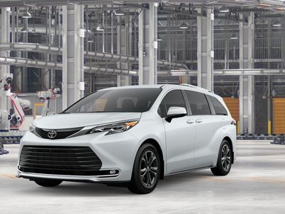 2026 Toyota Sienna Platinum in Wind Chill Pearl — front three-quarter view