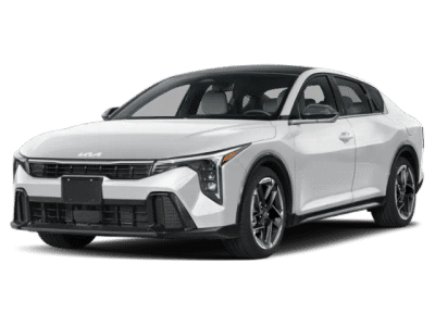 2026 Kia K4 GT-Line in Snow White Pearl — front three-quarter view