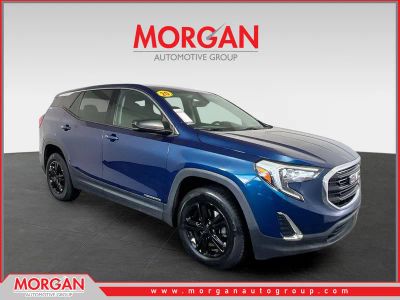 2020 GMC Terrain SLE in Blue Emerald Metallic — front three-quarter view