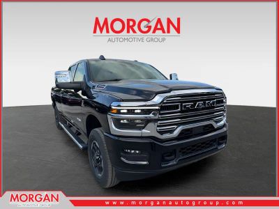 2026 Ram 3500 Laramie in Diamond Black Crystal Pearlcoat — front three-quarter view